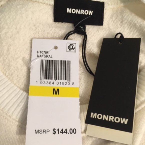 Monrow Front Knot Beige Sweatshirt M - Picture 5 of 6